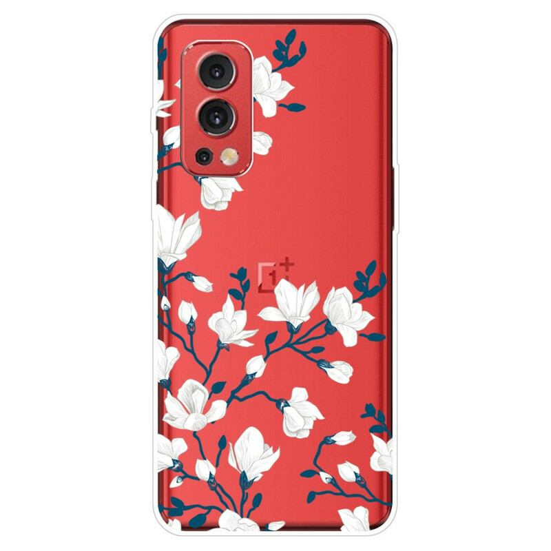 OnePlus Nord 2 5G wit bloemen case
