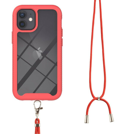 iPhone 12 Mini Hybride Hoesje met Koord en Gekleurde Bezel
