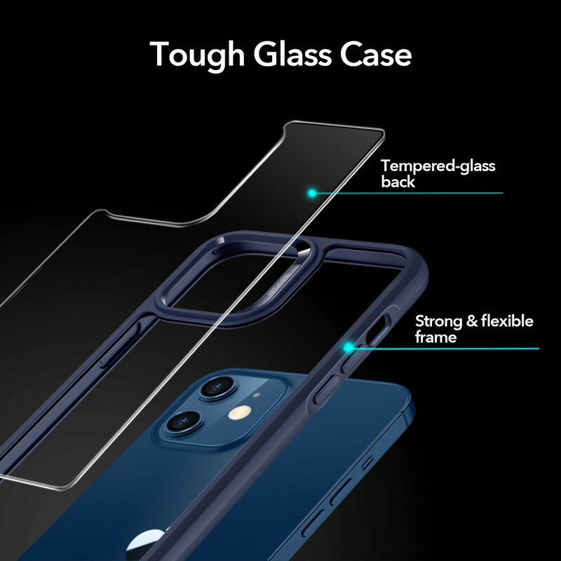 iPhone 12 Mini Case Glazen rug en Silicone randen