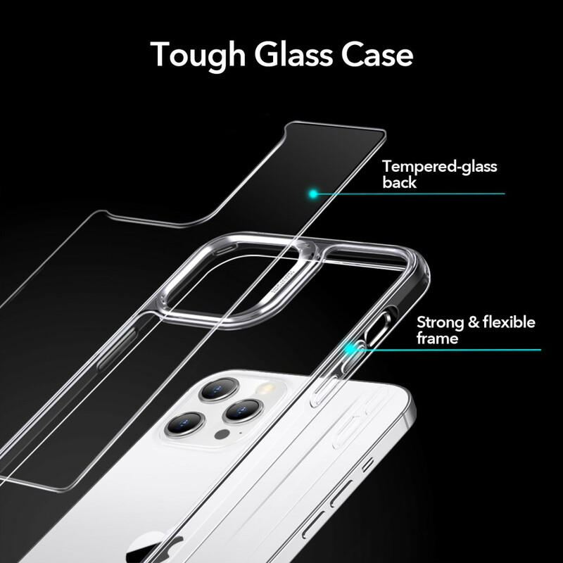 iPhone 12 / 12 Pro Case Glazen rug en Silicone randen