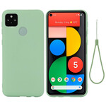 Google Pixel 5A 5G vloeistof siliconen case met riem