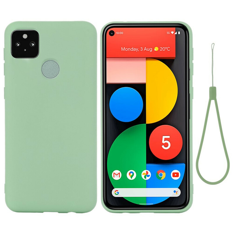 Google Pixel 5A 5G vloeistof siliconen case met riem