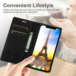 Flip cover iPhone 12 / 12 Pro leer effect stiksels