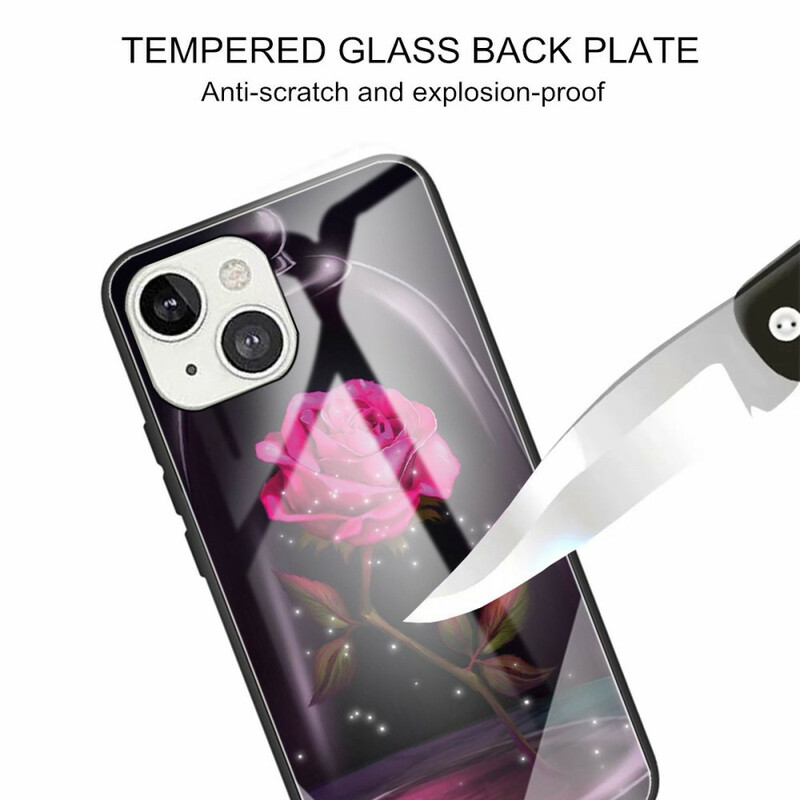 Case iPhone 13 Mini getemperd glas Magic Pink