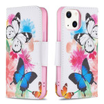 Case iPhone 13 Mini Beschilderde Vlinders en Bloemen