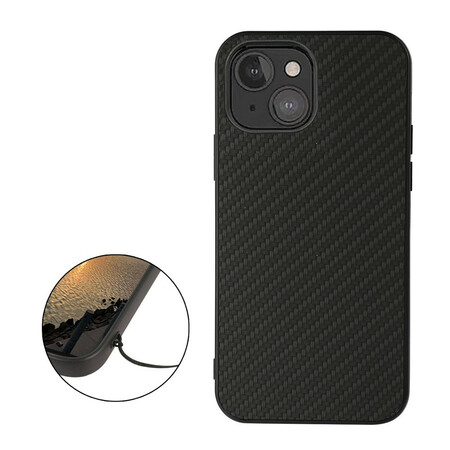 iPhone 13 Mini Lederen Hoesje Koolstofvezel Textuur