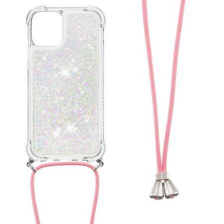 iPhone 13 Mini Glitter Hoesje met Lanyard