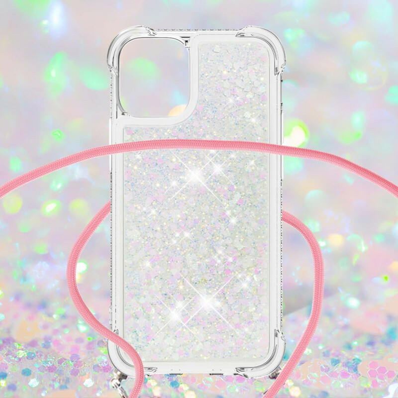 iPhone 13 Mini Glitter Hoesje met Lanyard
