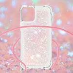 iPhone 13 Mini Glitter Hoesje met Lanyard