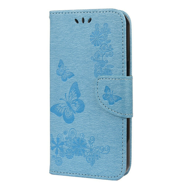 Beschermhoesje voor iPhone 13 Mini Schitterende Vlinders met riem