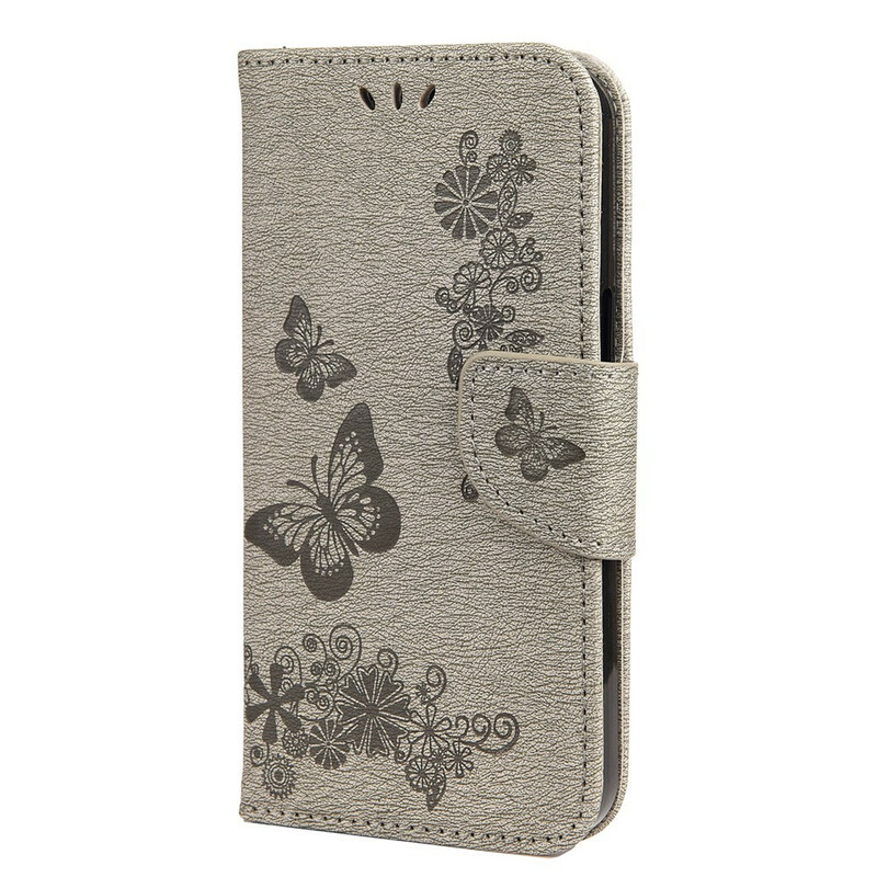 Beschermhoesje voor iPhone 13 Mini Schitterende Vlinders met riem