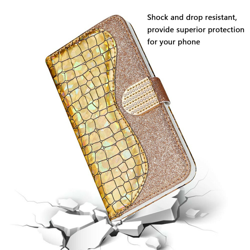 Beschermhoesje iPhone 13 Mini Croco Diamanten