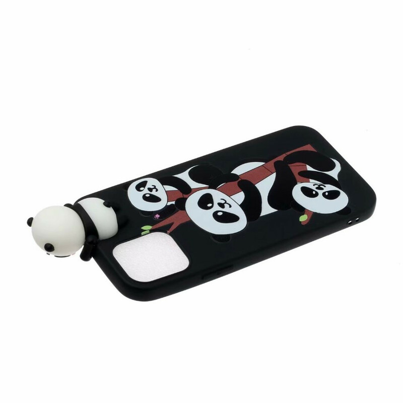 Hoesje iPhone 13 Pro 3D Panda's op Bamboe