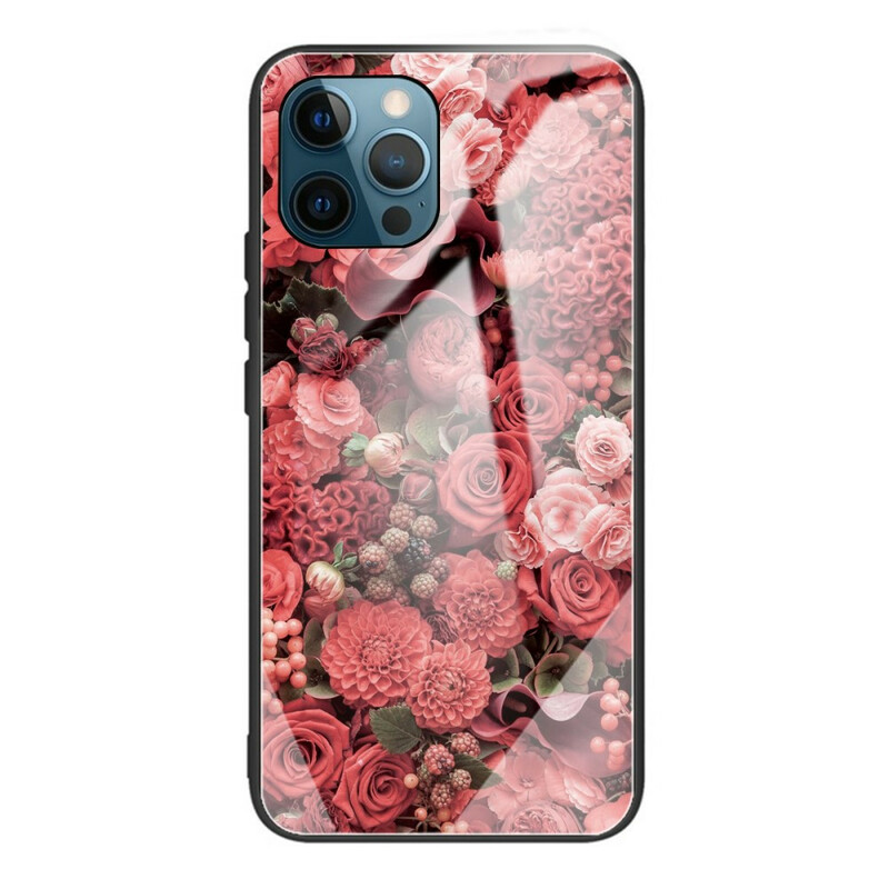 iPhone 13 Pro Hard Cover Glas Roze Bloemen