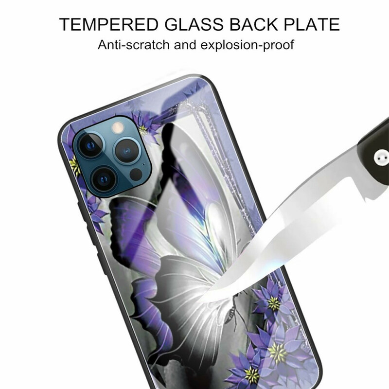 iPhone 13 Pro Gehard Glazen Vlinder Paars