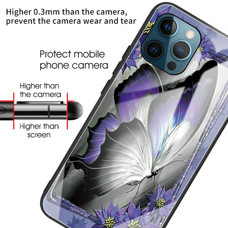 iPhone 13 Pro Gehard Glazen Vlinder Paars
