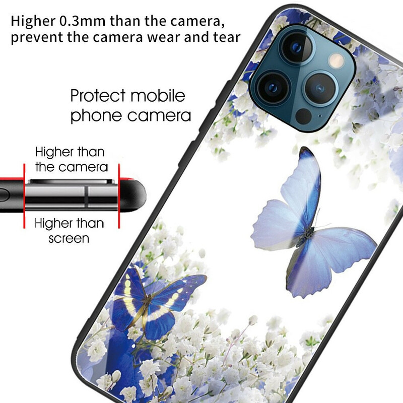 iPhone 13 Pro Case Gehard Glas Vlinder Ontwerp
