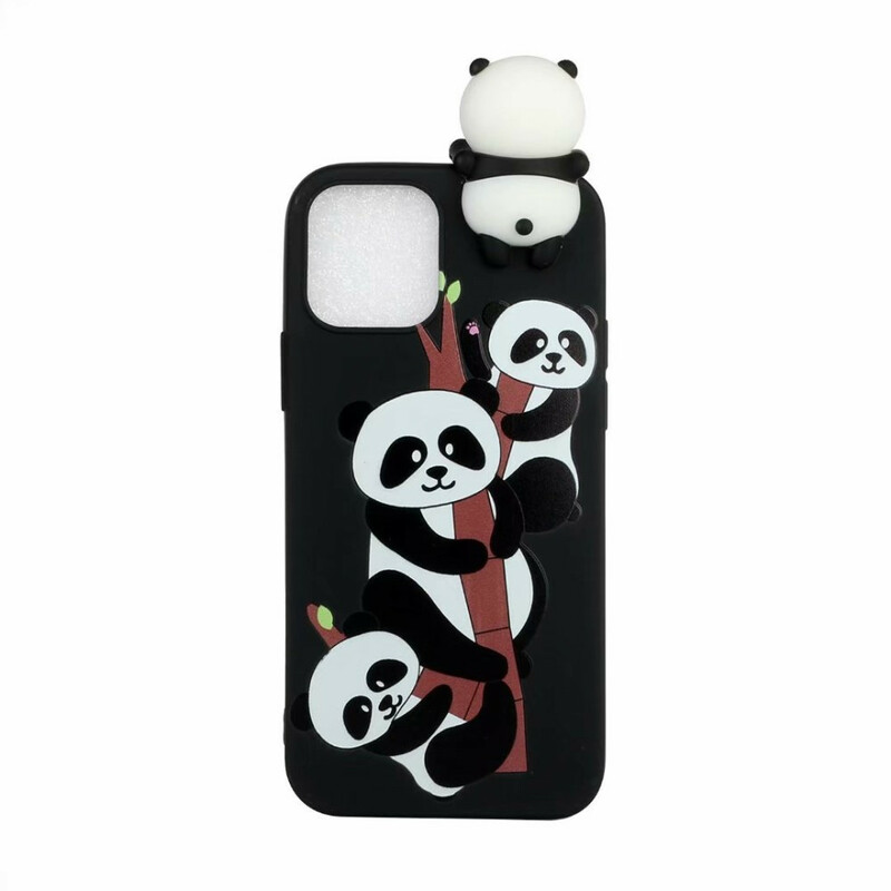 Hoesje iPhone 13 Pro Max 3D Panda's op Bamboe