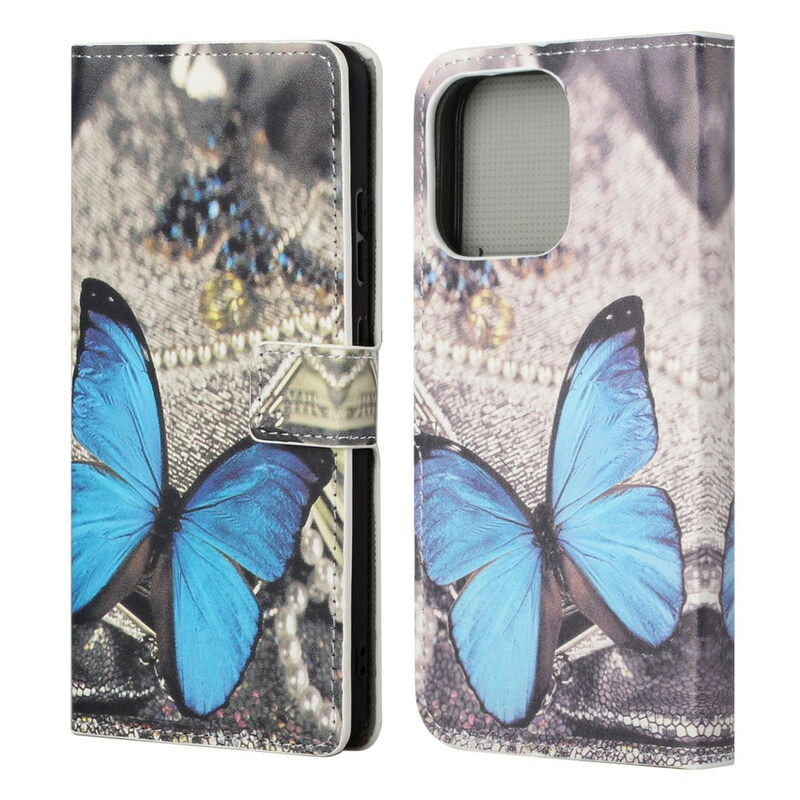 Case iPhone 13 Pro Vlinder Blauw