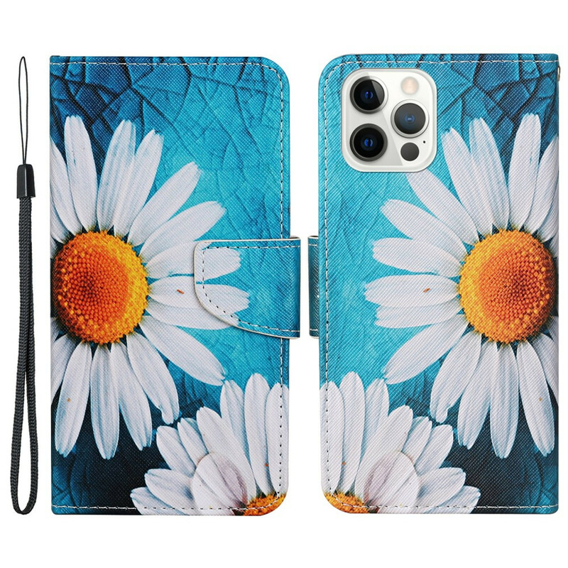 Etui voor iPhone 13 Pro Magistraal Bloemen met Koord