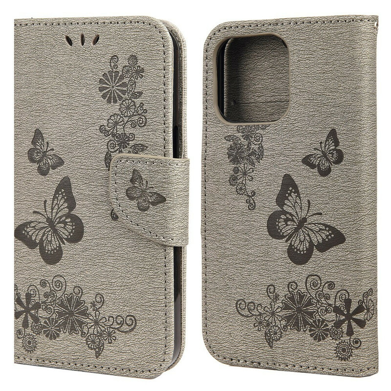 Beschermhoesje voor iPhone 13 Pro Schitterende Vlinders met Koord