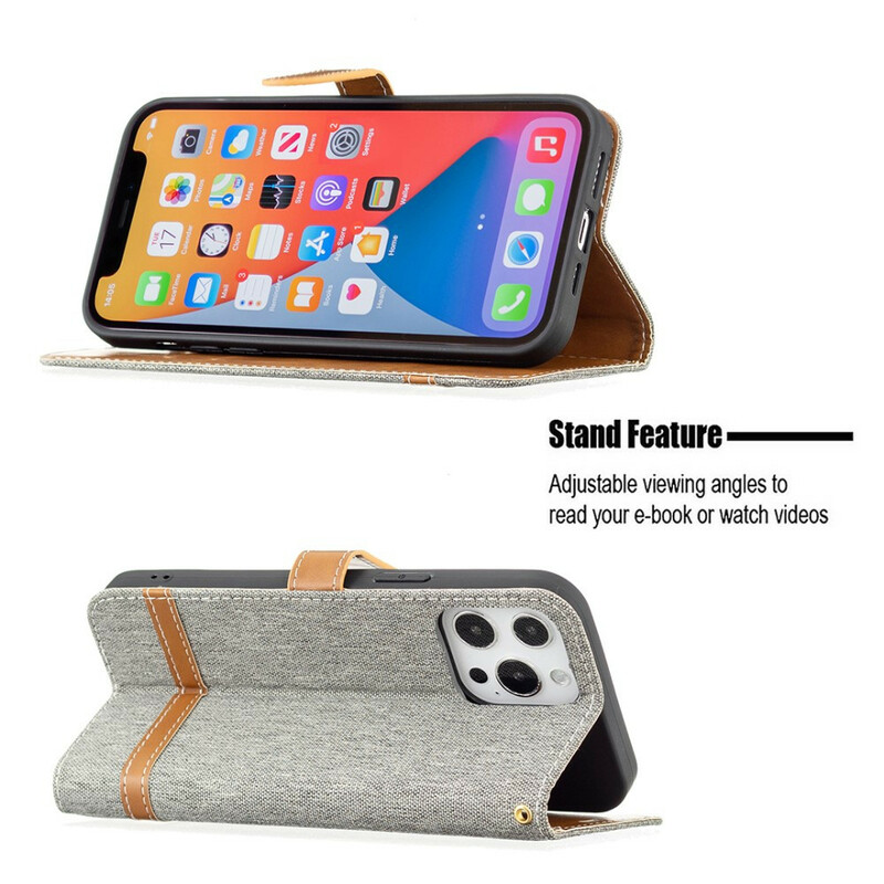 iPhone 13 Pro stof en leer effect riem case