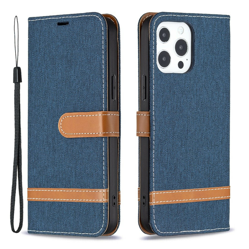 iPhone 13 Pro stof en leer effect riem case