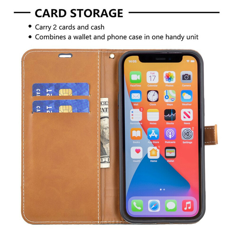 iPhone 13 Pro stof en leer effect riem case