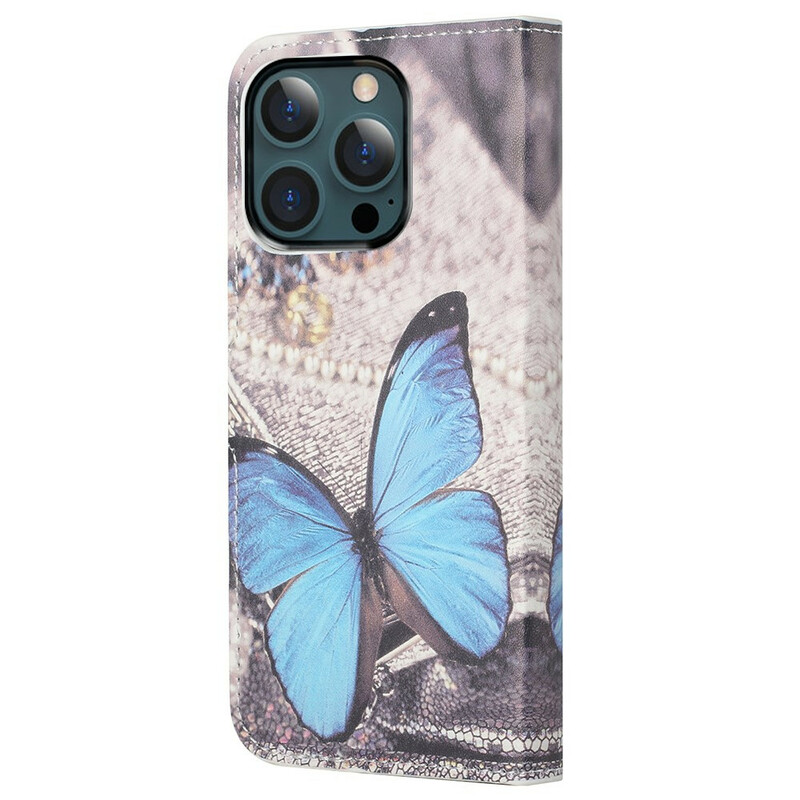 Case iPhone 13 Pro Max Vlinder Blauw