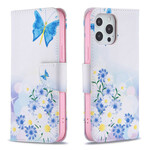 Beschermhoesje voor iPhone 13 Pro Max, beschilderde vlinders en bloemen