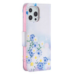 Beschermhoesje voor iPhone 13 Pro Max, beschilderde vlinders en bloemen