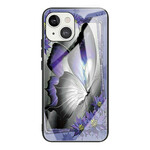 iPhone 13 hoesje gehard glas vlinder paars