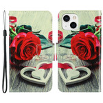 iPhone 13 Roze Romantisch Lanyard Hoesje