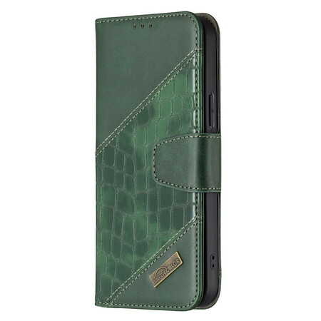 Hoesje voor iPhone 13 Pro Max klassieke krokodillenhuid effect