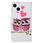 iPhone 13 Uil Familie Hoesje met Lanyard