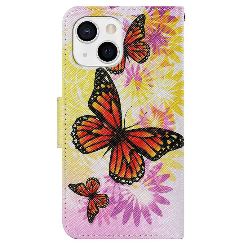 Hoesje voor iPhone 13 Vlinders en Zomerbloemen
