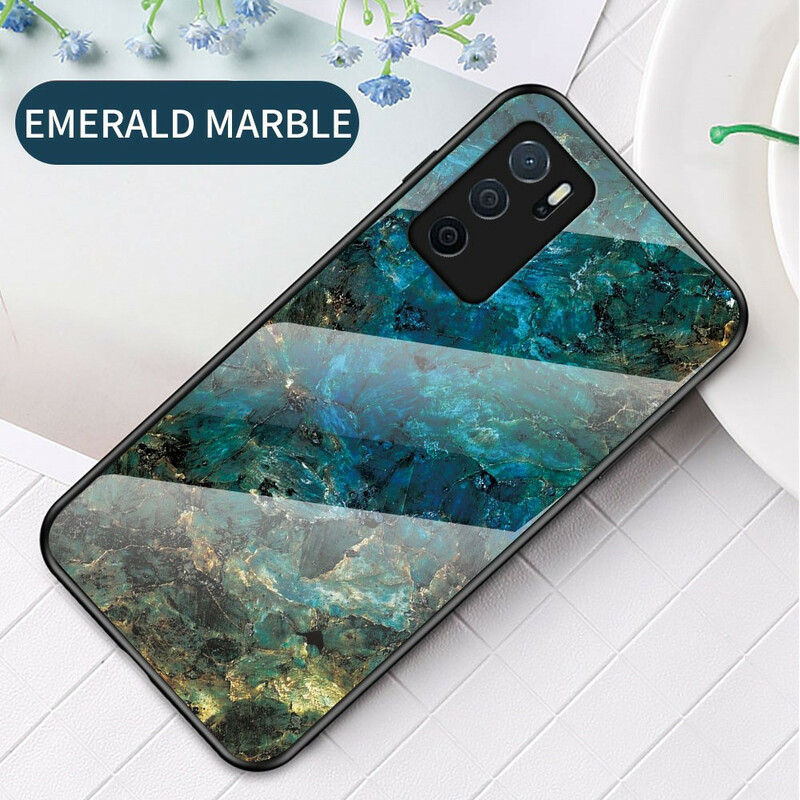 Oppo A16 / A16s marmeren kleuren gehard glas Case