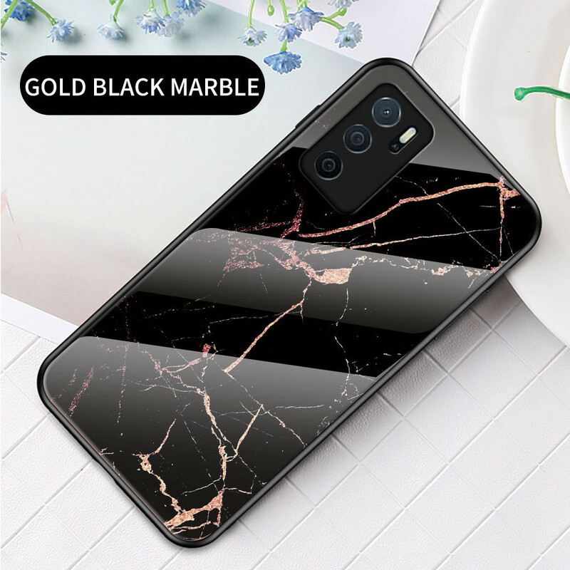 Oppo A16 / A16s marmeren kleuren gehard glas Case