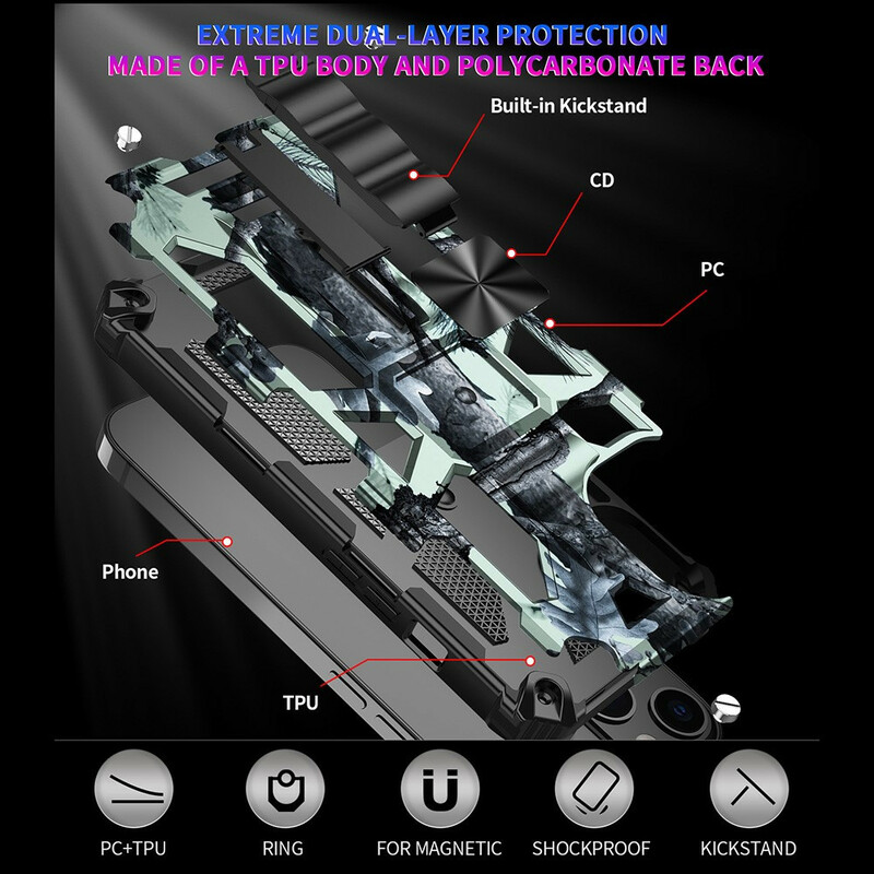 iPhone 13 Camouflage Geval Verwijderbare Tribune