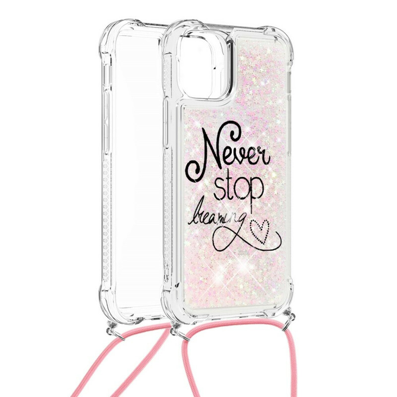 iPhone 13 Glitter koord geval Never Stop