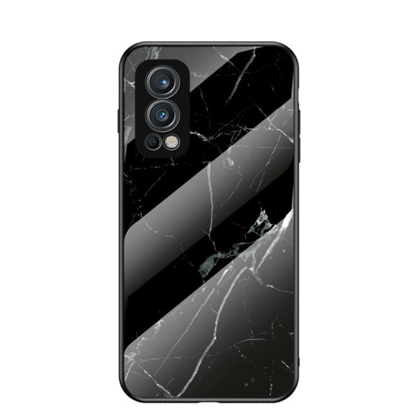 OnePlus Nord 2 5G geval marmeren kleuren gehard glas