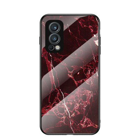 OnePlus Nord 2 5G geval marmeren kleuren gehard glas