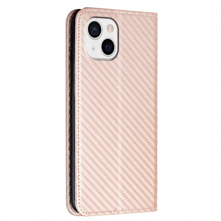 Flip Cover iPhone 13 Carbon Fiber met riem
