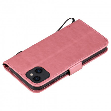 Hoesje voor iPhone 13 Boom en kat met sleutelkoord