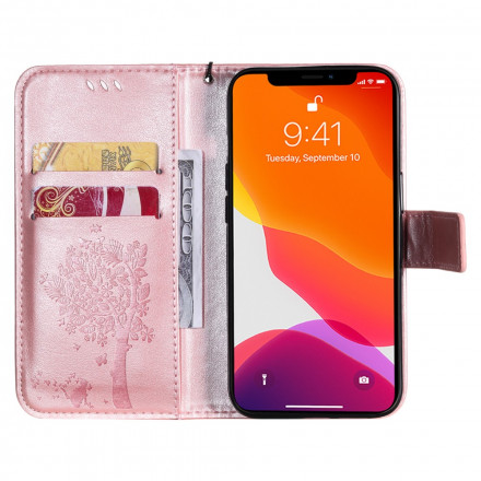 Hoesje voor iPhone 13 Boom en kat met sleutelkoord