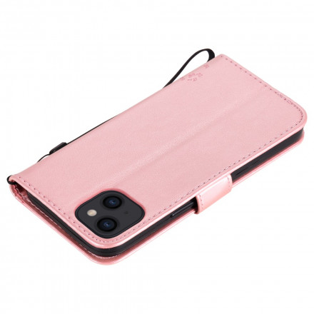 Hoesje voor iPhone 13 Boom en kat met sleutelkoord