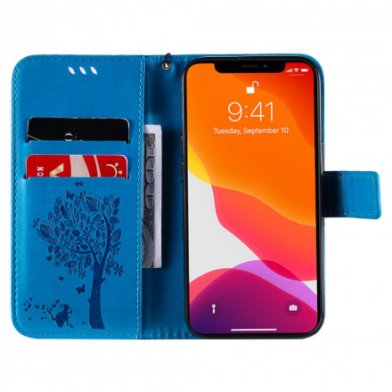 Hoesje voor iPhone 13 Boom en kat met sleutelkoord