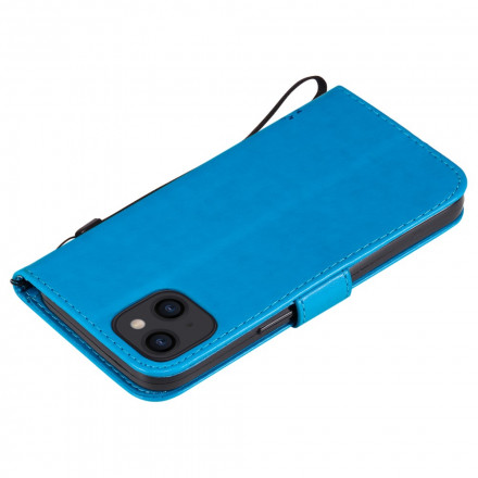 Hoesje voor iPhone 13 Boom en kat met sleutelkoord