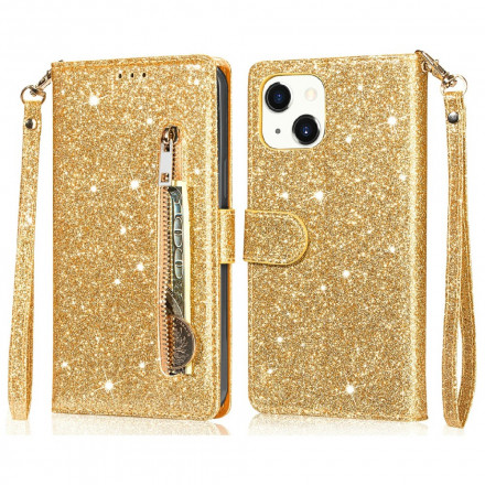 Hoesje voor iPhone 13 Glitter Portemonnee