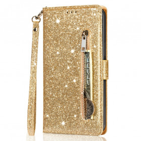 Hoesje voor iPhone 13 Glitter Portemonnee